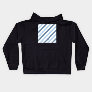 Shades of Blue Diagonal Stripe Seamless Pattern Kids Hoodie